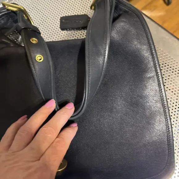 Coach Vintage Crescent Flap Turnlock Black Leather Shoulder/Crossbody Bag - Picture 9 of 16